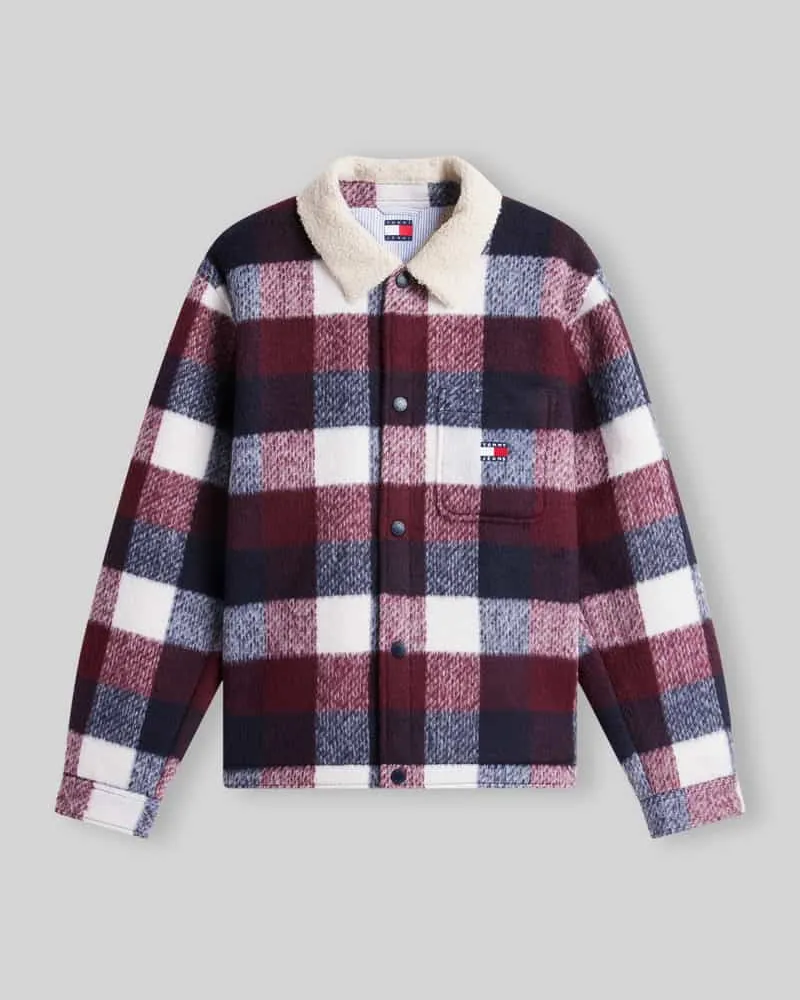 Tommy Hilfiger Regular Fit Hemdjacke mit Teddykragen Bordeaux
