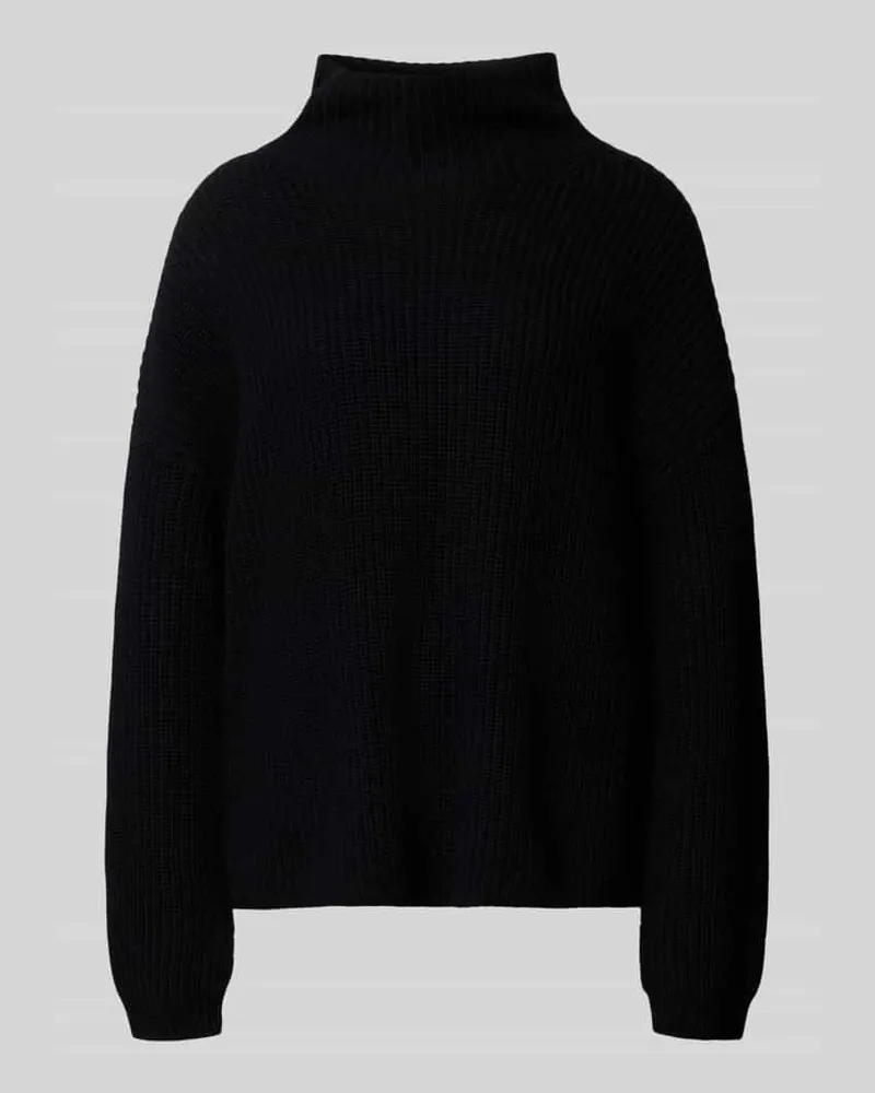 0039 Italy Strickpullover aus Kaschmir-Mix mit Stehkragen Modell 'LONA Black