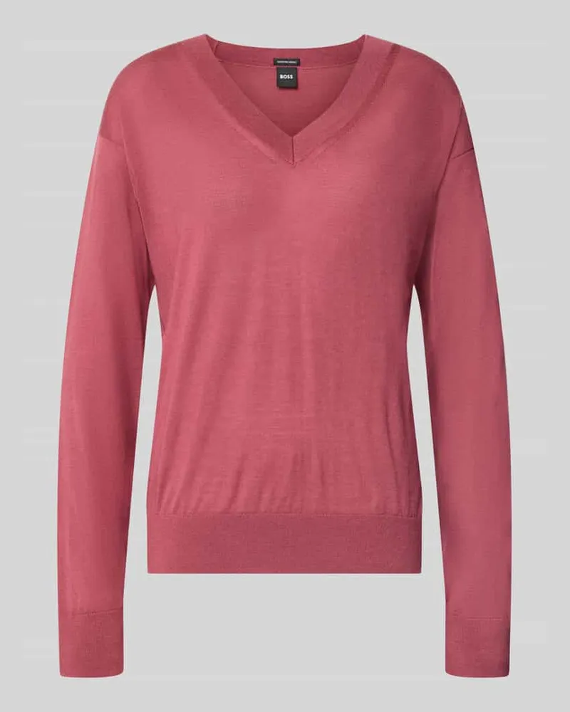 HUGO BOSS Regular Fit Pullover aus reiner Schurwolle Modell 'Freeslyn Altrosa