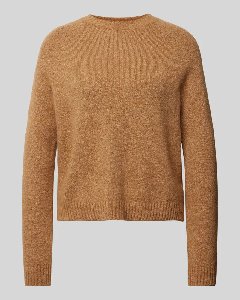 HUGO BOSS Strickpullover aus Alpaka-Mix mit Rundhalsausschnitt Camel