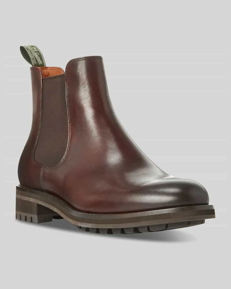 Ralph Lauren Chelsea Boots aus Rindnappa mit Profilsohle Dunkelbraun