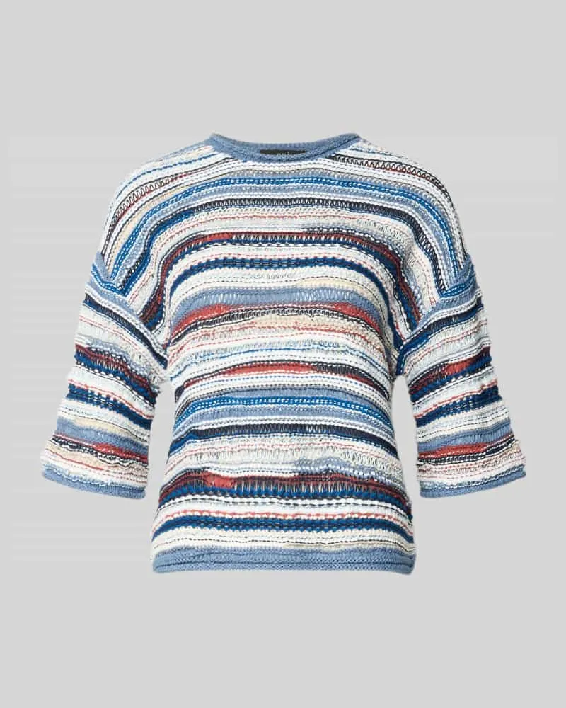 Oui  Strickpullover mit 1/2-Arm Blau