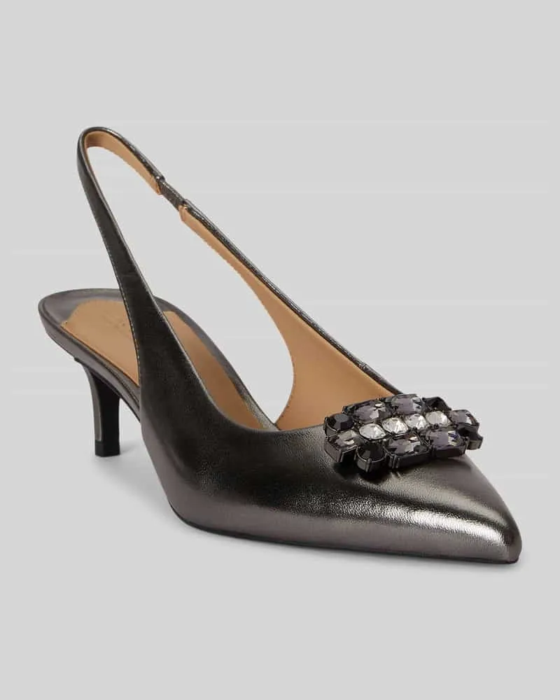 Ralph Lauren Pumps mit Strassapplikation aus Rindsnappa Taupe