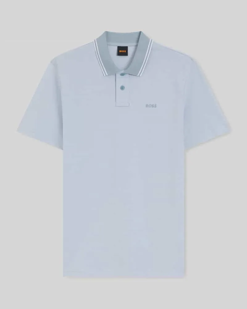 HUGO BOSS Relaxed Fit Poloshirt mit Kontrastkragen Hellblau