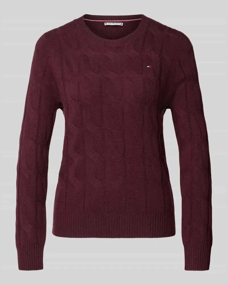 Tommy Hilfiger Regular Fit Strickpullover aus reiner Wolle Bordeaux