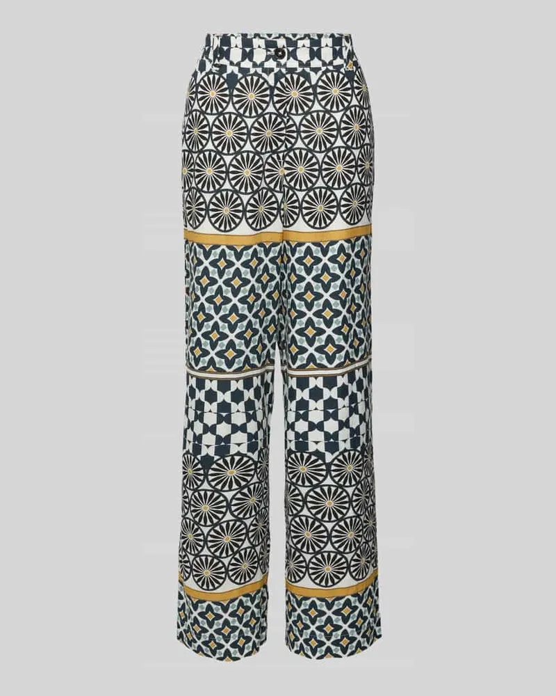 Marc O'Polo Loose Fit Leinenhose mit Allover-Muster Marine