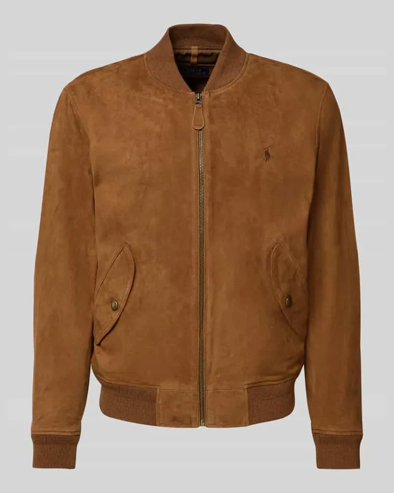 Ralph Lauren Lederjacke mit Logo-Stitching und Eingrifftaschen Hazel