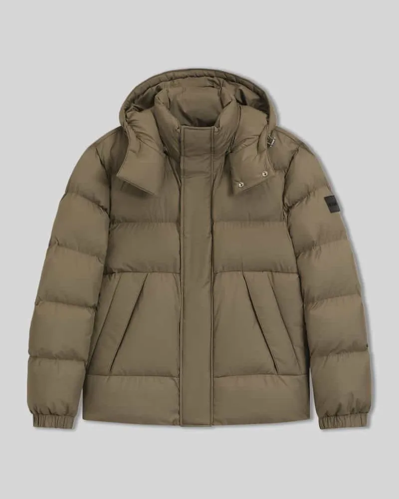 HUGO BOSS Regular Fit Steppjacke mit Stehkragen mit Druckknöpfen Schlamm