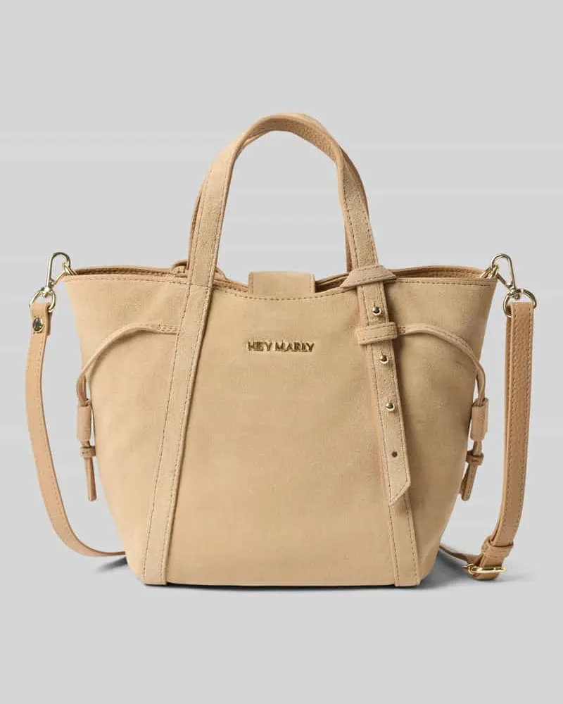Hey Marly Handtasche mit Label-Applikation Modell 'Pretty Wonder Suede S Sand