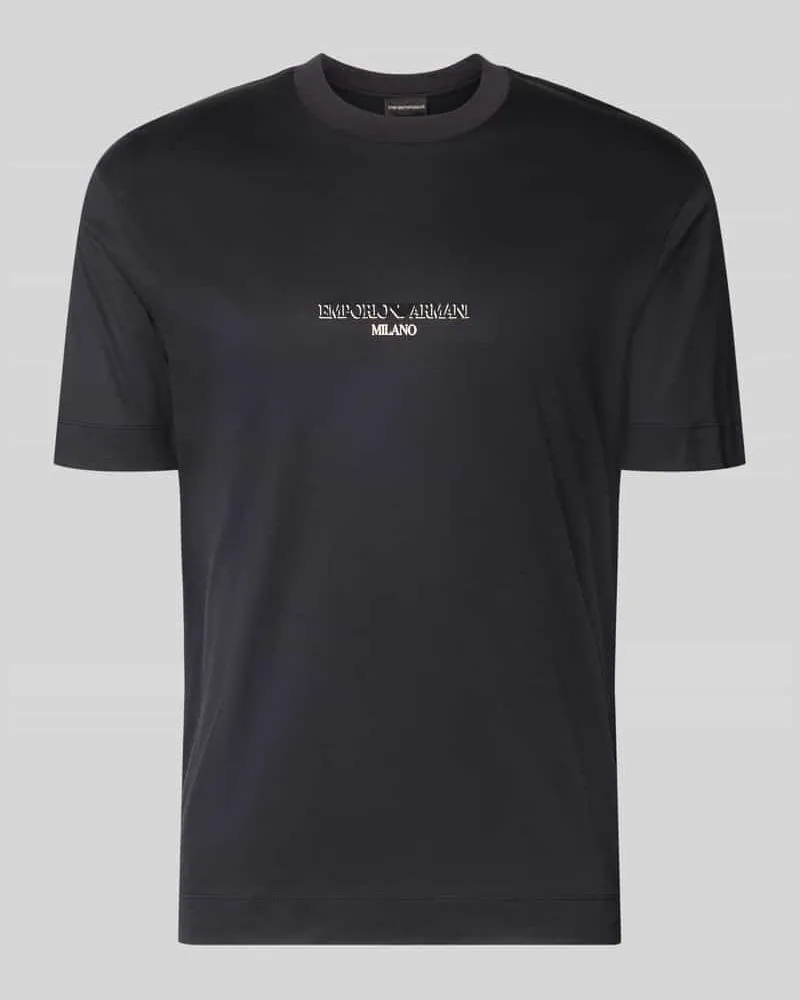 Emporio Armani T-Shirt mit Label-Print Dunkelblau
