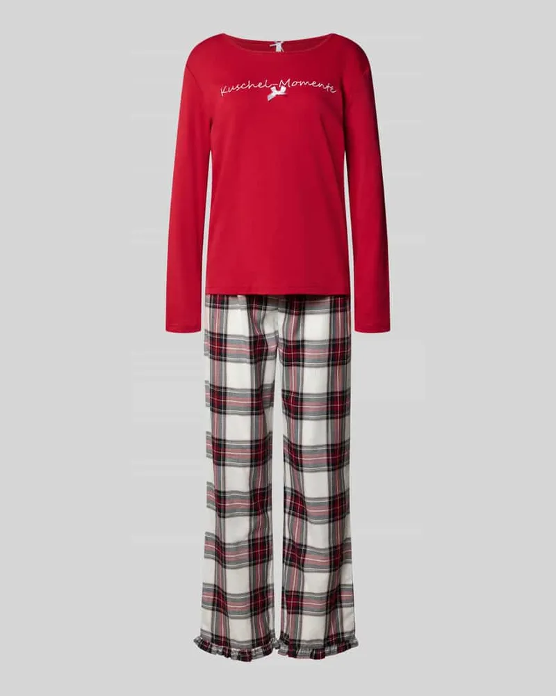 Louis & Louisa Loose Fit Pyjama mit Statement-Stitching Modell 'Kuschel-Momente Rot