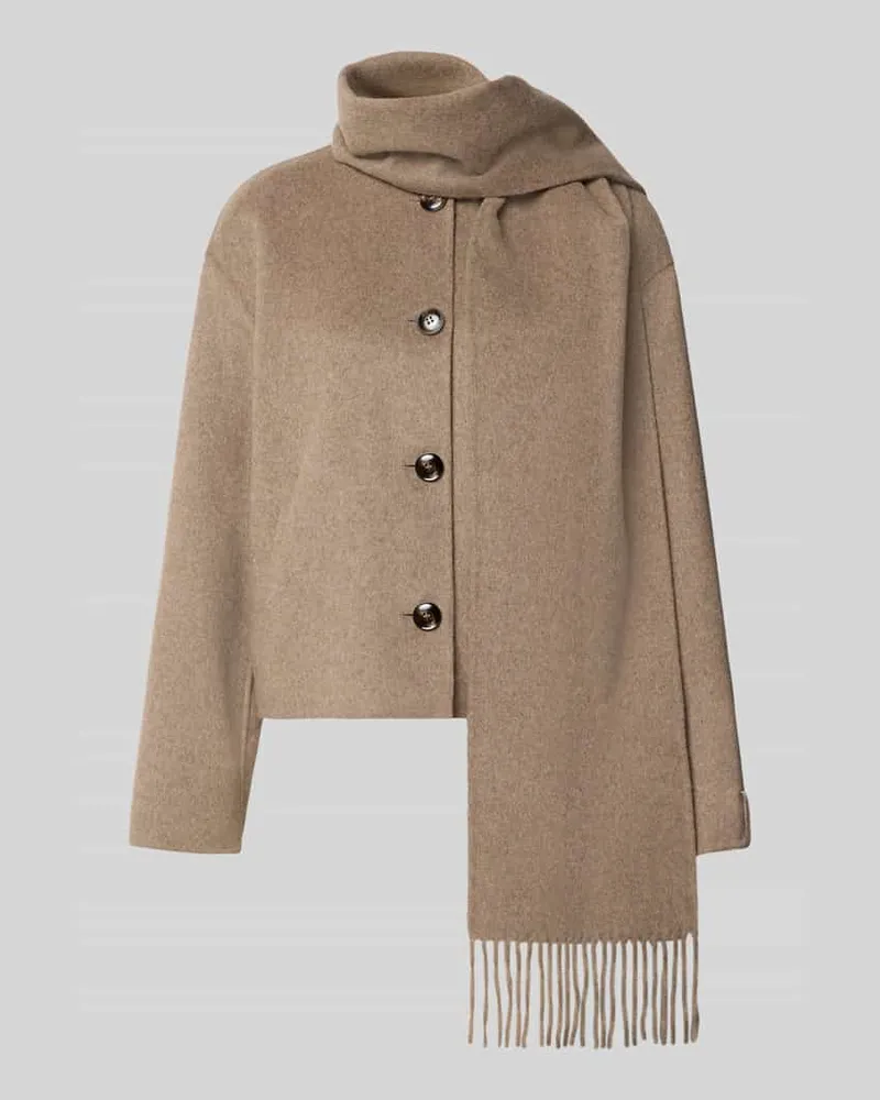 COMMA Jacke aus Woll-Mix mit Schal Taupe