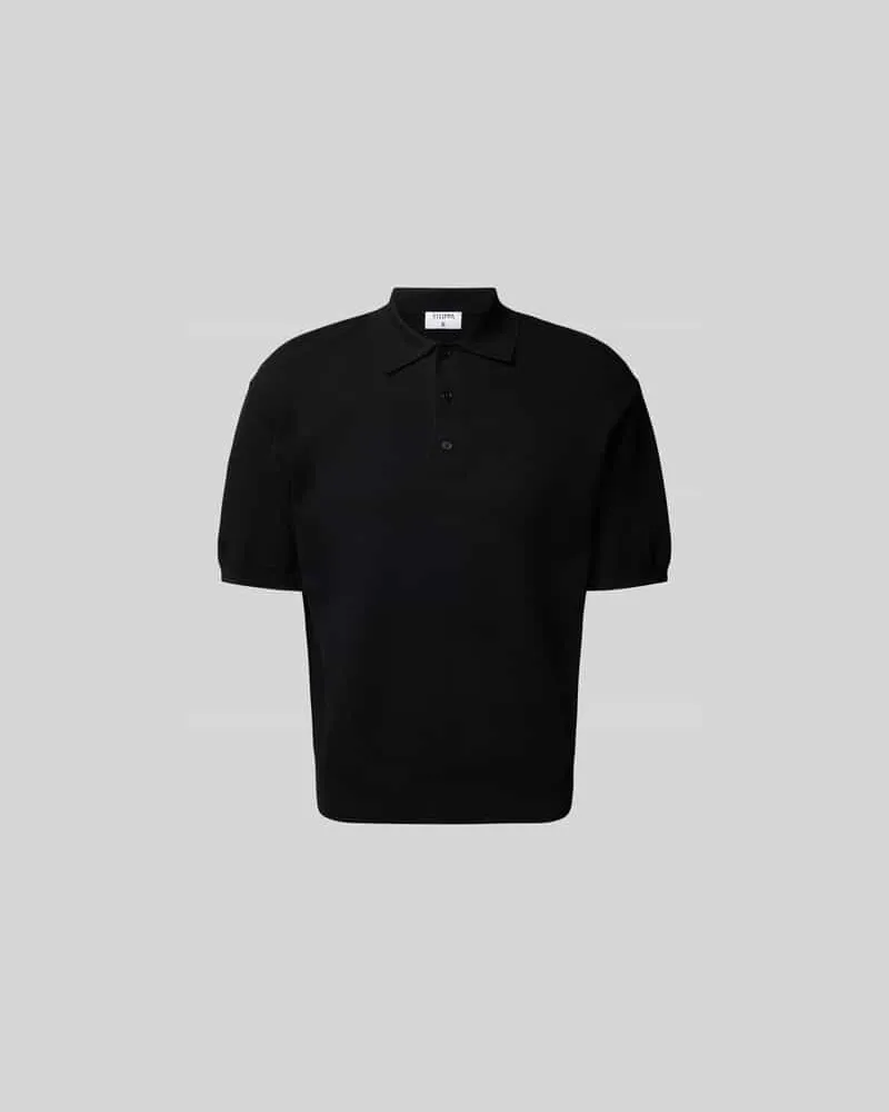 Filippa K Poloshirt mit Lochstickerei Black