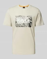 HUGO BOSS T-Shirt mit Motiv-Print Beige