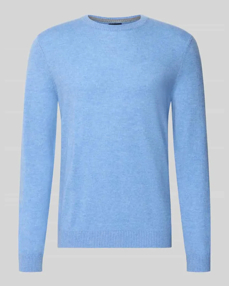Christian Berg Kaschmirpullover mit gerippten Abschlüssen Hellblau