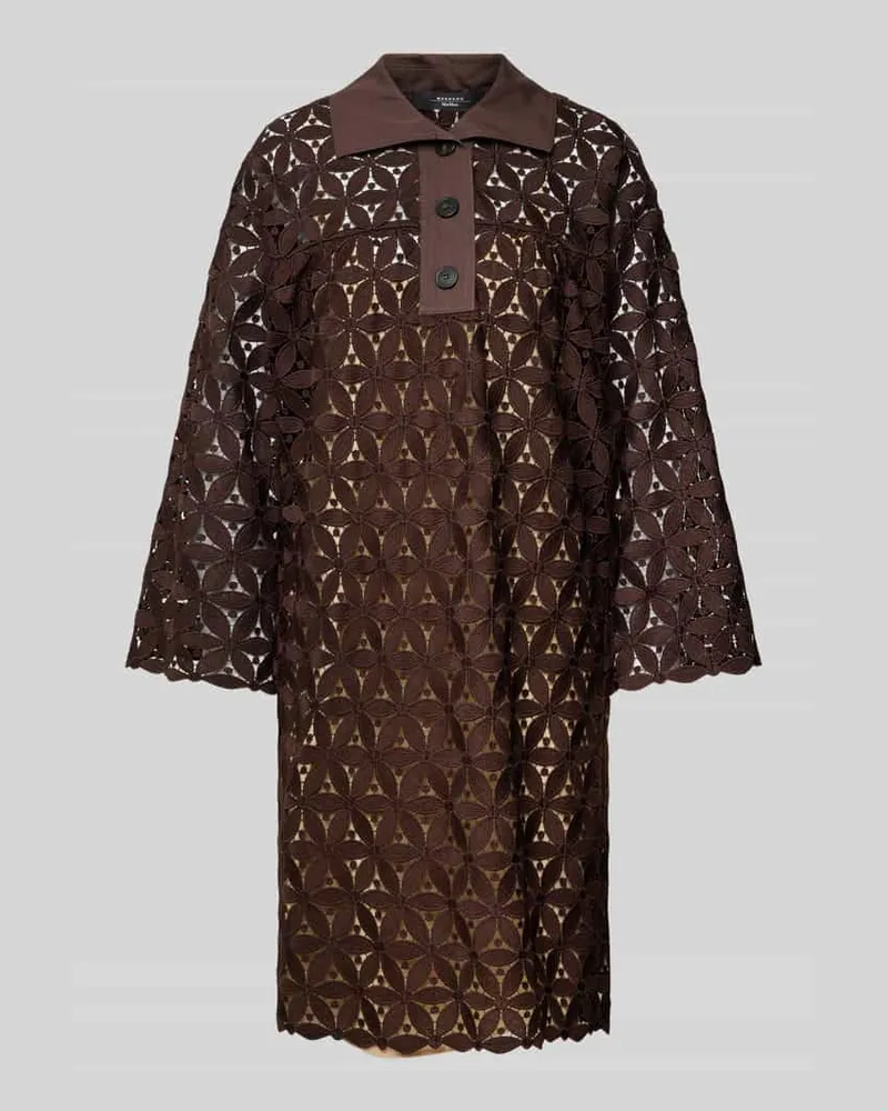 Max Mara Knielanges Kleid mit Lochmuster Modell 'AFFORI Dunkelbraun