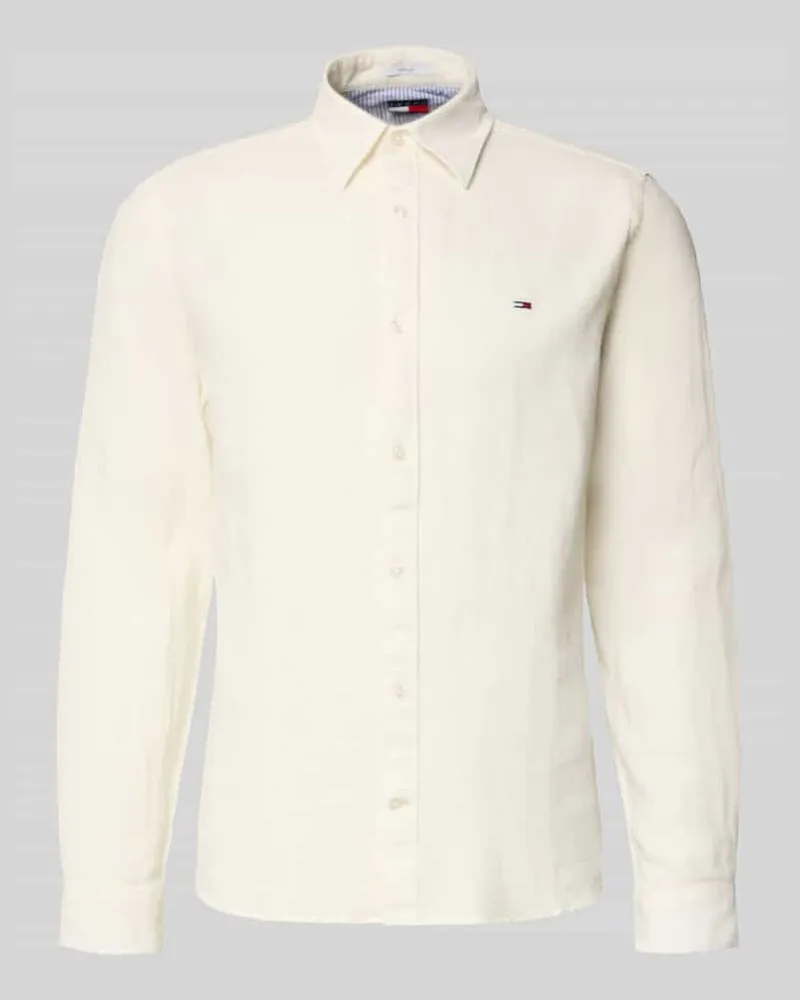 Tommy Hilfiger Regular Fit Freizeithemd aus Leinen-Baumwoll-Mix Offwhite