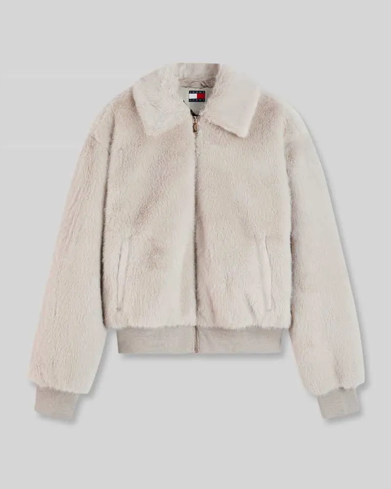 Tommy Hilfiger Teddyjacke mit Reißverschluss Ecru