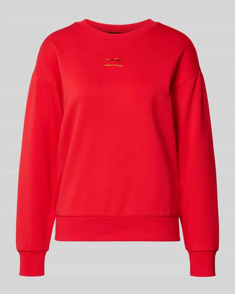 Armani Exchange Sweatshirt aus Viskose-Mix mit Label-Stitching Rot