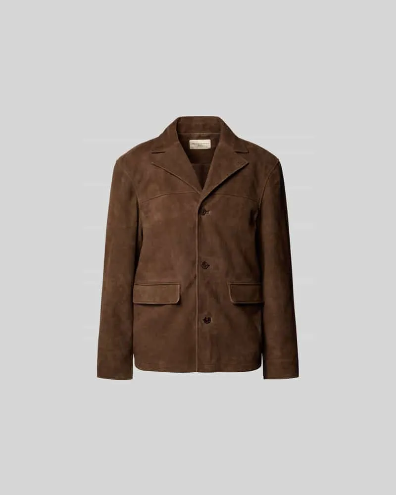 Officine Generale Lederjacke aus echtem Ziegenleder Dunkelbraun