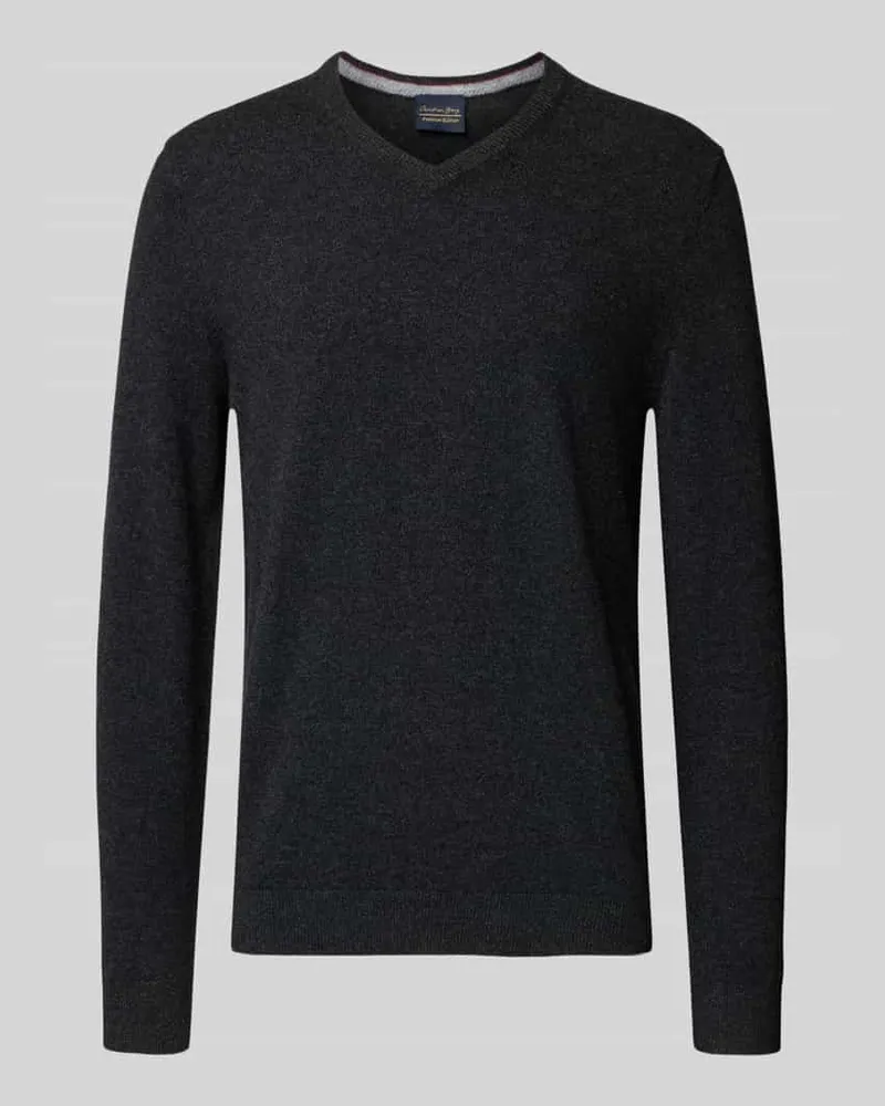 Christian Berg Kaschmirpullover mit V-Ausschnitt Anthrazit
