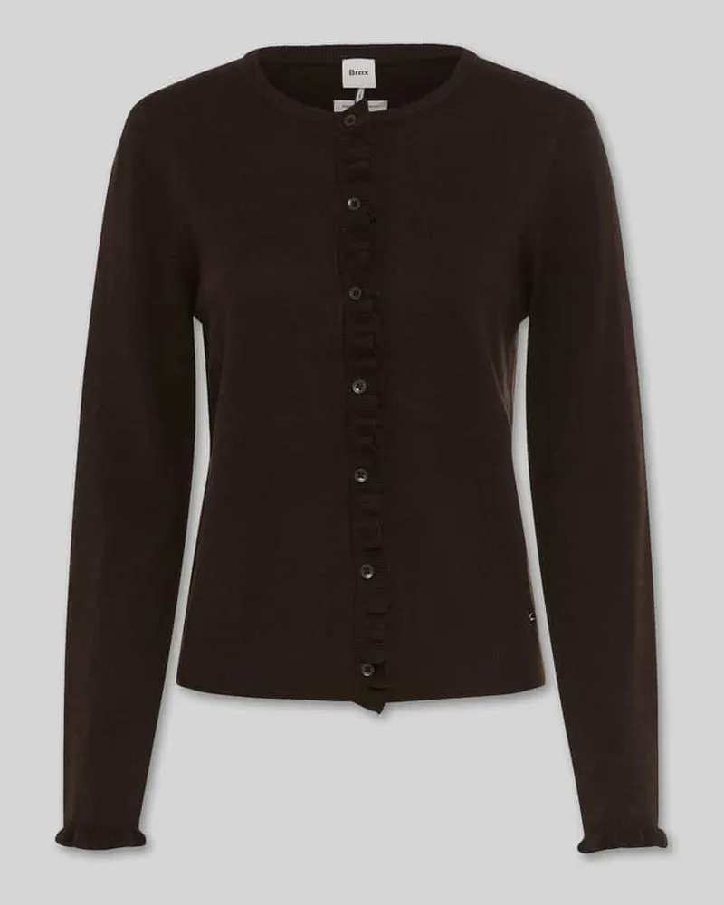Brax Slim Fit Strickjacke aus Schurwoll-Kaschmir-Mix Modell 'ANN Dunkelbraun