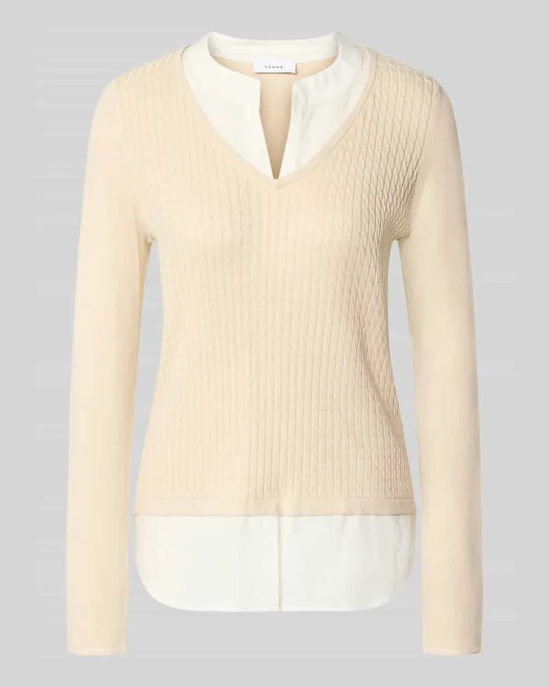 COMMA Longsleeve aus Viskose-Mix in Strick-Optik Beige