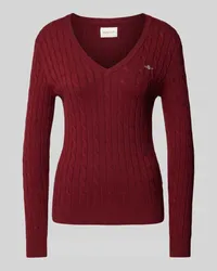 Gant Strickpullover mit Label-Stitching Bordeaux