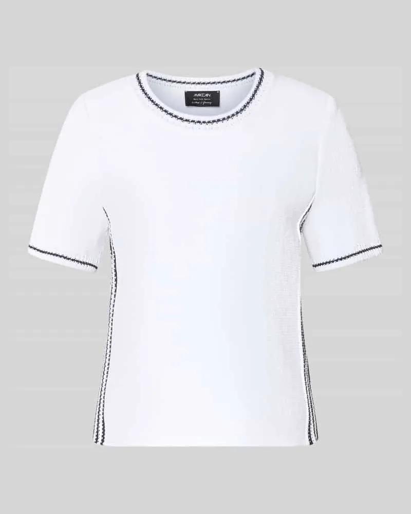 Marc Cain Strickshirt mit Kontraststreifen Weiss