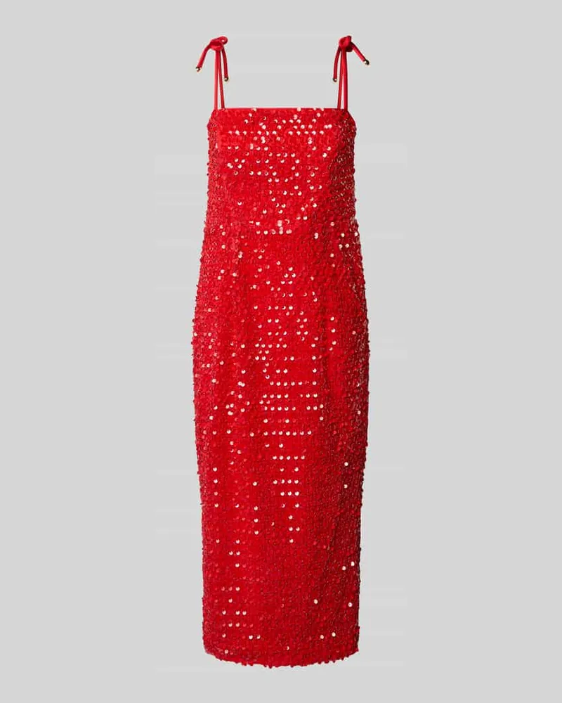 Marc Cain Knielanges Kleid mit Pailletten und Schnürung Rot
