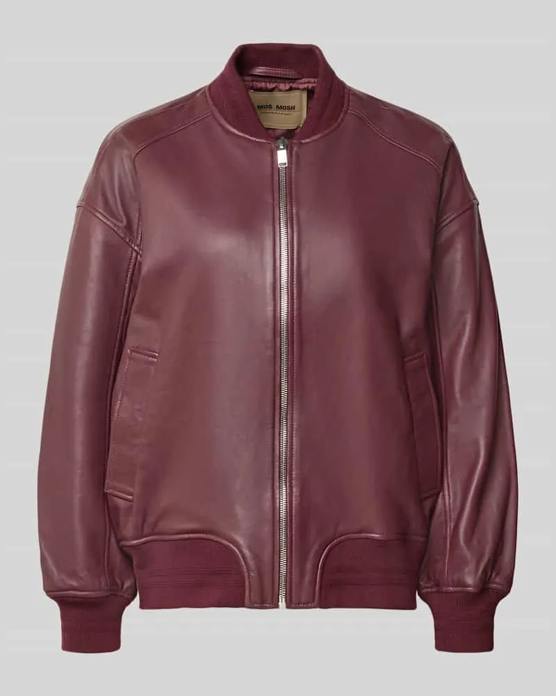 Mos Mosh Regular Fit Bomberjacke aus reinem Schafsleder Modell 'Ruby Bordeaux