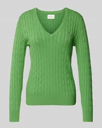 Gant Strickpullover mit Zopfmuster Gruen