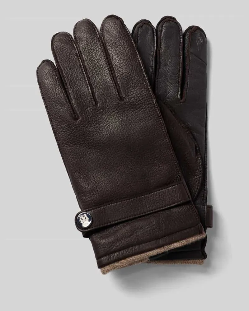 Roeckl Lederhandschuhe aus echtem Leder Modell 'Wilhelmshaven Dunkelbraun