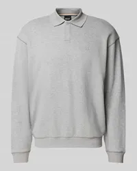 HUGO BOSS Sweatshirt mit Umlegekragen Hellgrau