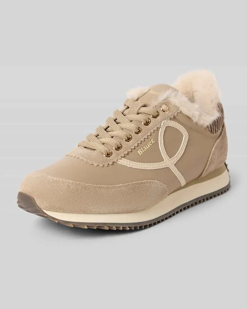 Blauer Sneaker aus Leder-Mix Modell 'LORAIN Beige