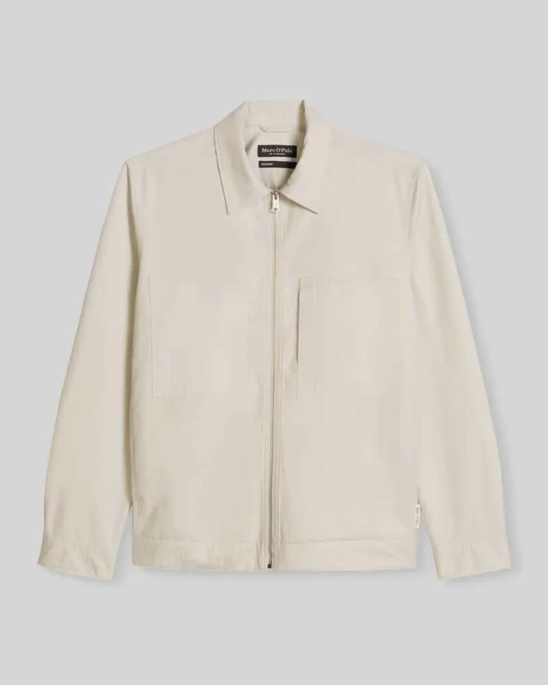 Marc O'Polo Regular Fit Hemdjacke aus Baumwoll-Leinen-Mix Offwhite