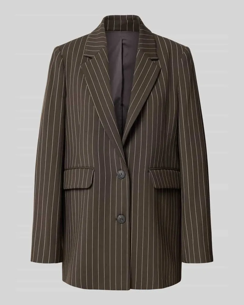 Selected Relaxed Longblazer mit Schulterpolstern Dunkelbraun