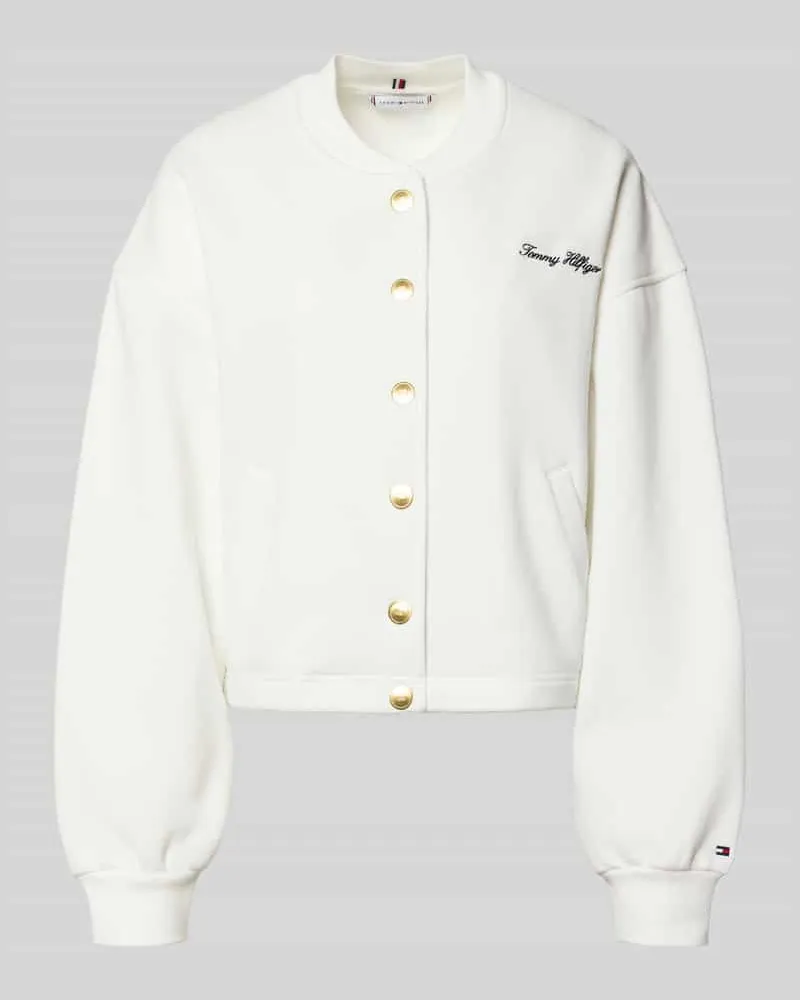 Tommy Hilfiger Relaxed Fit Sweatjacke aus Baumwoll-Mix Ecru