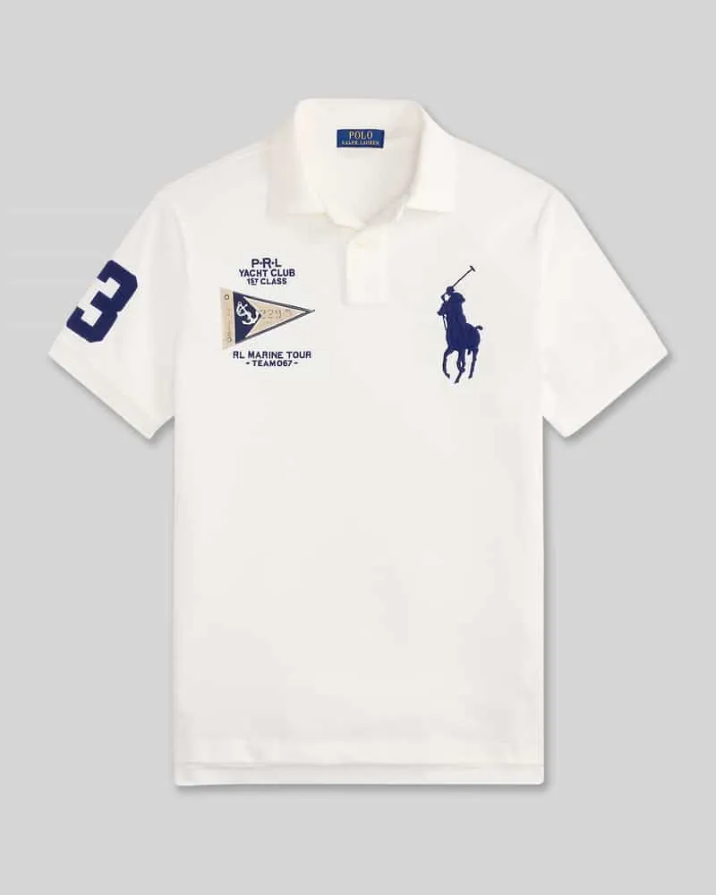 Ralph Lauren Regular Fit Poloshirt aus reiner Baumwolle mit Stitchings Weiss
