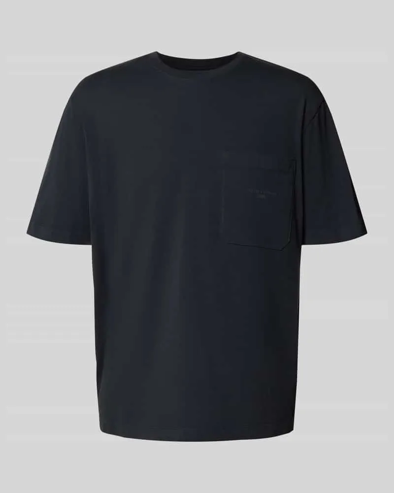 Armani Exchange Relaxed Fit T-Shirt aus reiner Baumwolle mit Brusttasche Marine