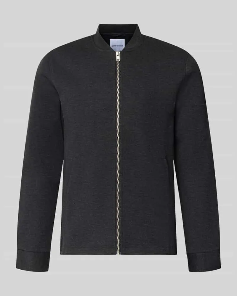 Lindbergh Slim Fit Sweatjacke mit Stehkragen Anthrazit