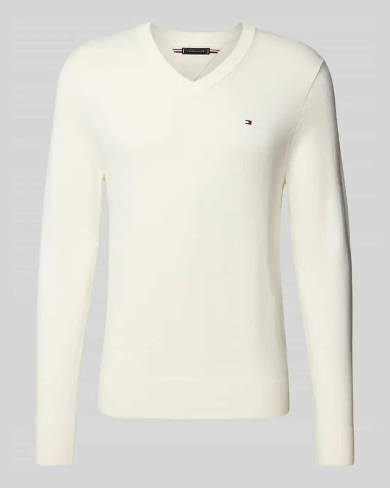 Tommy Hilfiger Regular Fit Pullover aus Baumwoll-Kaschmir-Mix Offwhite