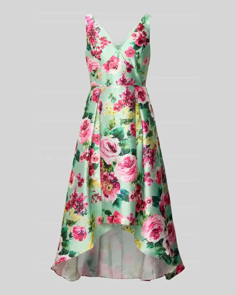 Adrianna Papell Midikleid aus Satin mit V-Ausschnitt Gruen