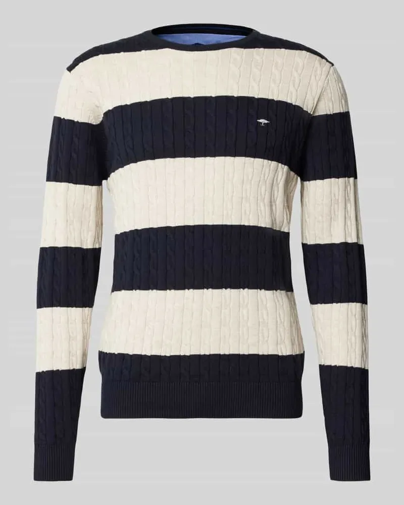 Fynch-Hatton Strickpullover mit Zopfmuster Marine