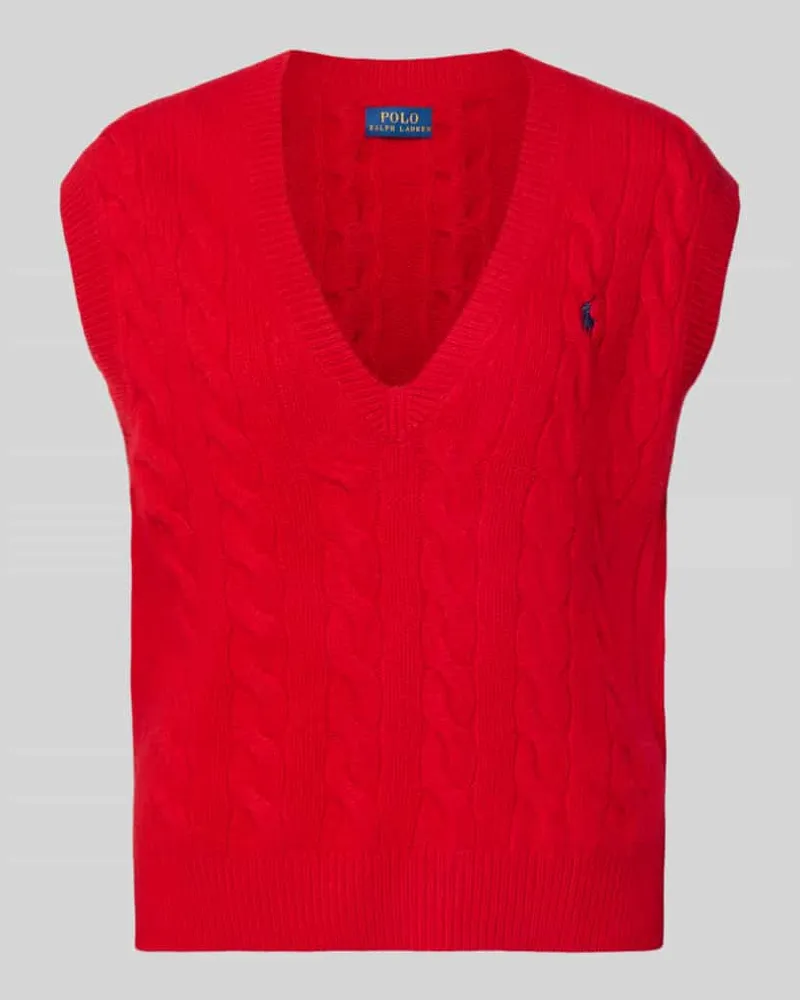 Ralph Lauren Strickpullunder mit Zopfmuster Rot