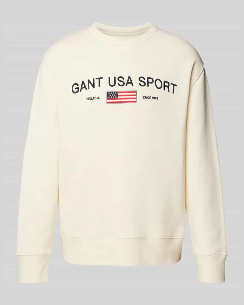 Gant Sweatshirt mit Label-Stitching Offwhite
