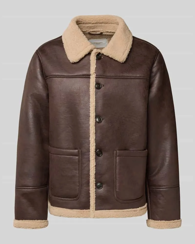 Jack & Jones Jacke mit Knopfleiste Modell 'CAMBRIDGE Dunkelbraun