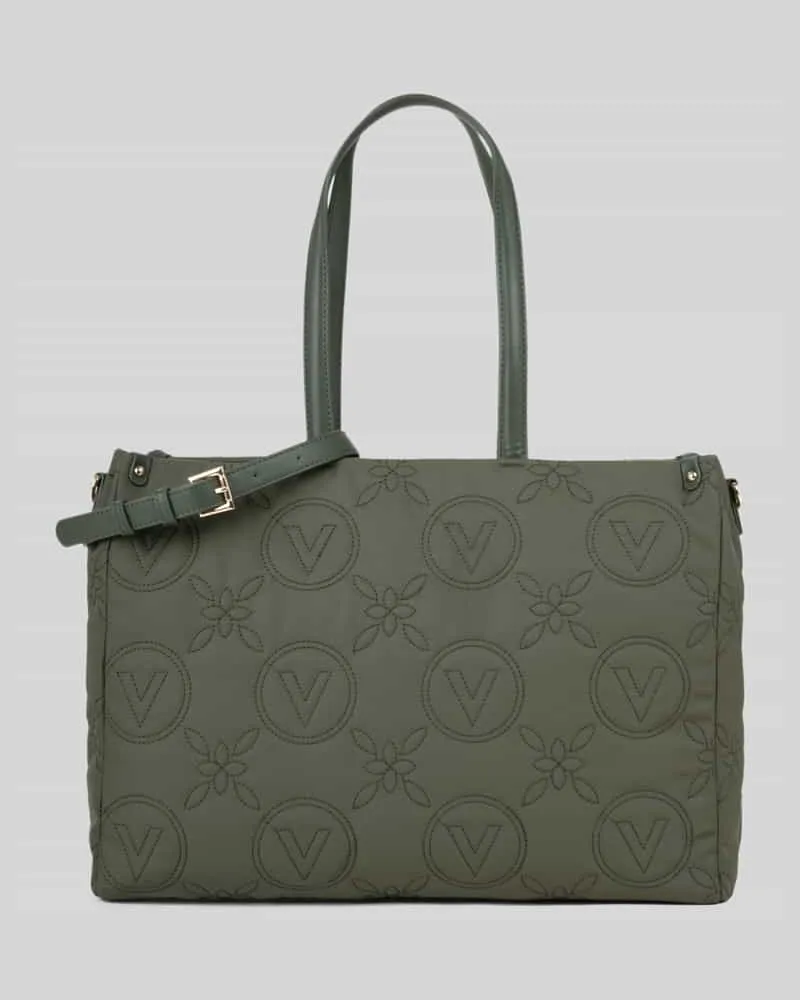 Valentino Bags Shopper aus Polyester-Mix mit Logo-Stickerei Khaki