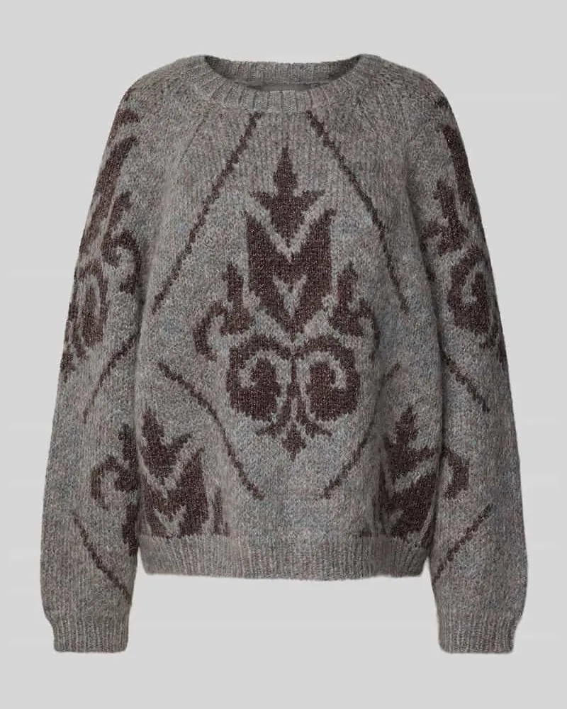 Mos Mosh Loose Fit Strickpullover aus Woll-Mix Modell 'Daya Mittelgrau