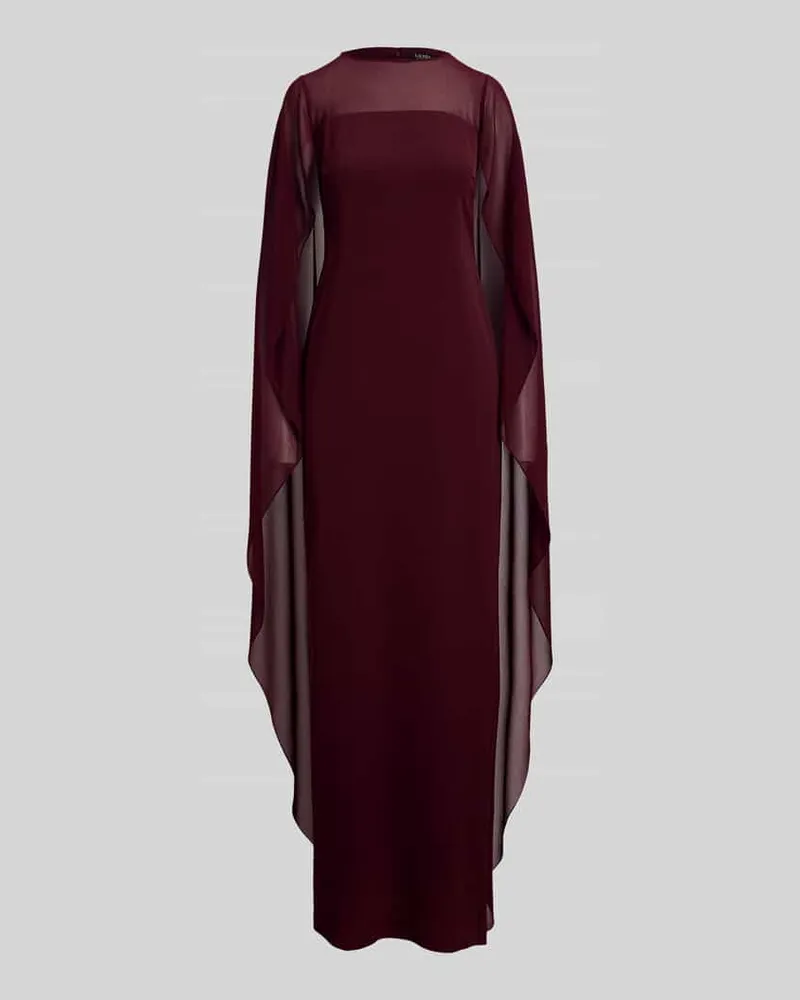 Ralph Lauren Fließendes Abendkleid mit Cape-Detail Bordeaux
